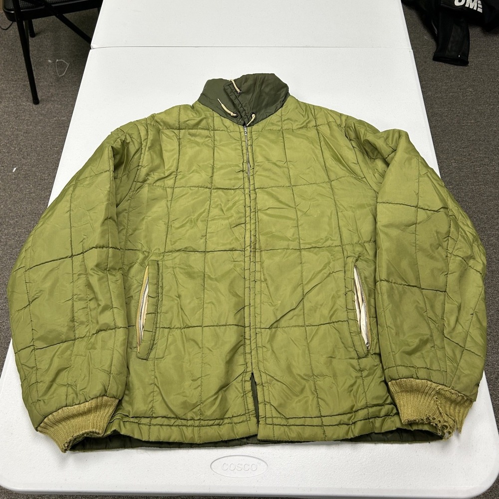 Unbranded Quilted Liner Jacket Mens Green Vintage Full Zip Distressed Utility